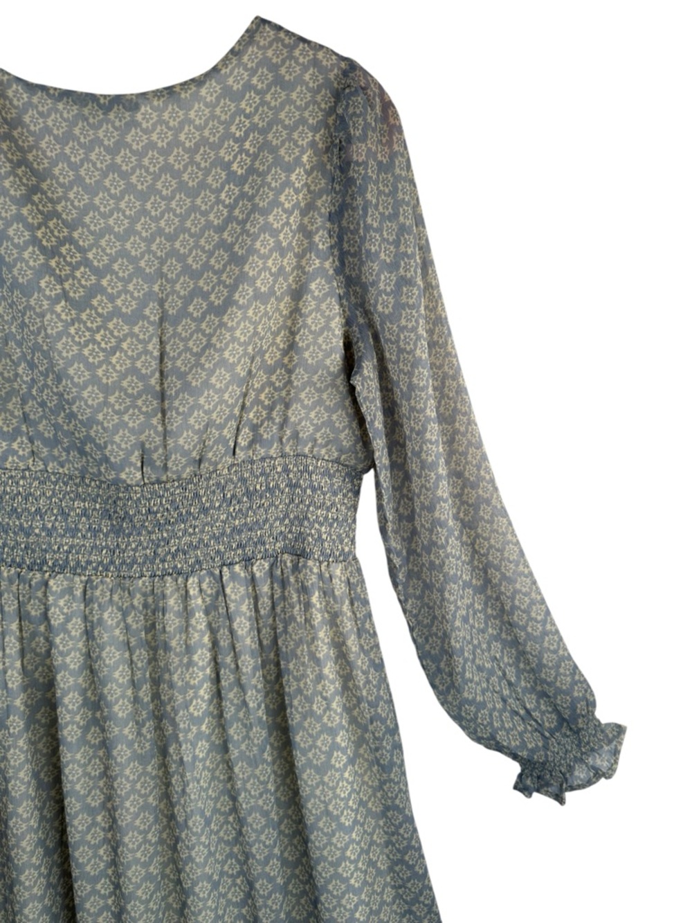 Patrons of Peace Smocked Maxi Dress M Boho Prairie New Romantic Long Sleeve - Picture 15 of 16